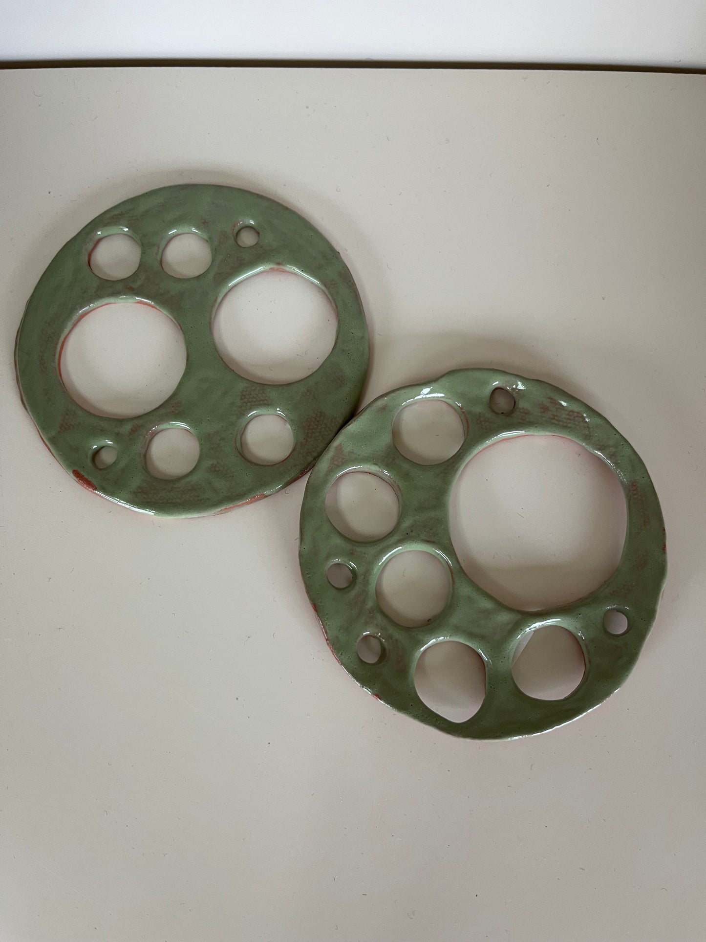 Flower Frog - Green Pottery