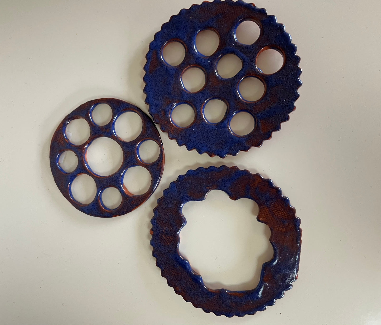 Flower Frog - Blue Pottery