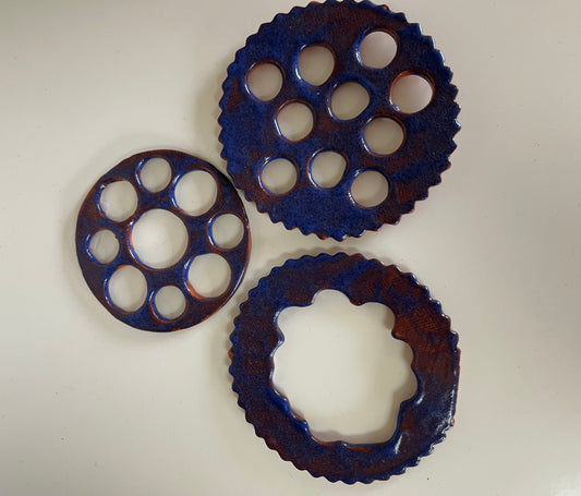 Flower Frog - Blue Pottery