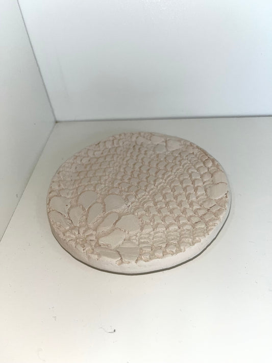 4” Textured Plate Ceramic Bisque