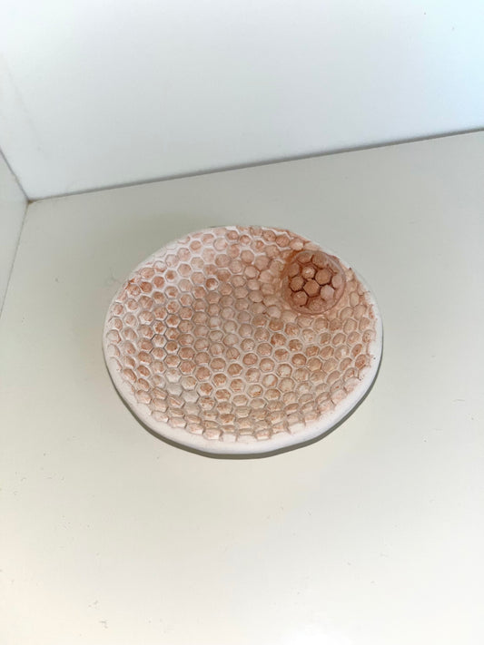 3” Honeycomb Dish Ceramic Bisque