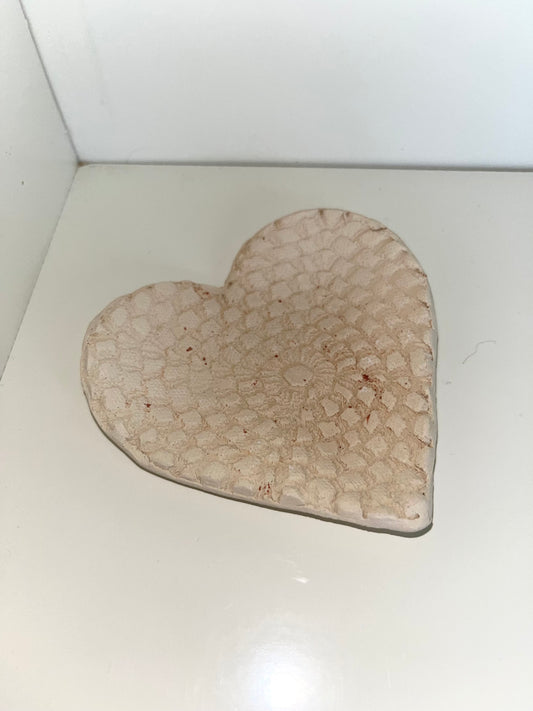 3.5” Textured Heart Ceramic Bisque