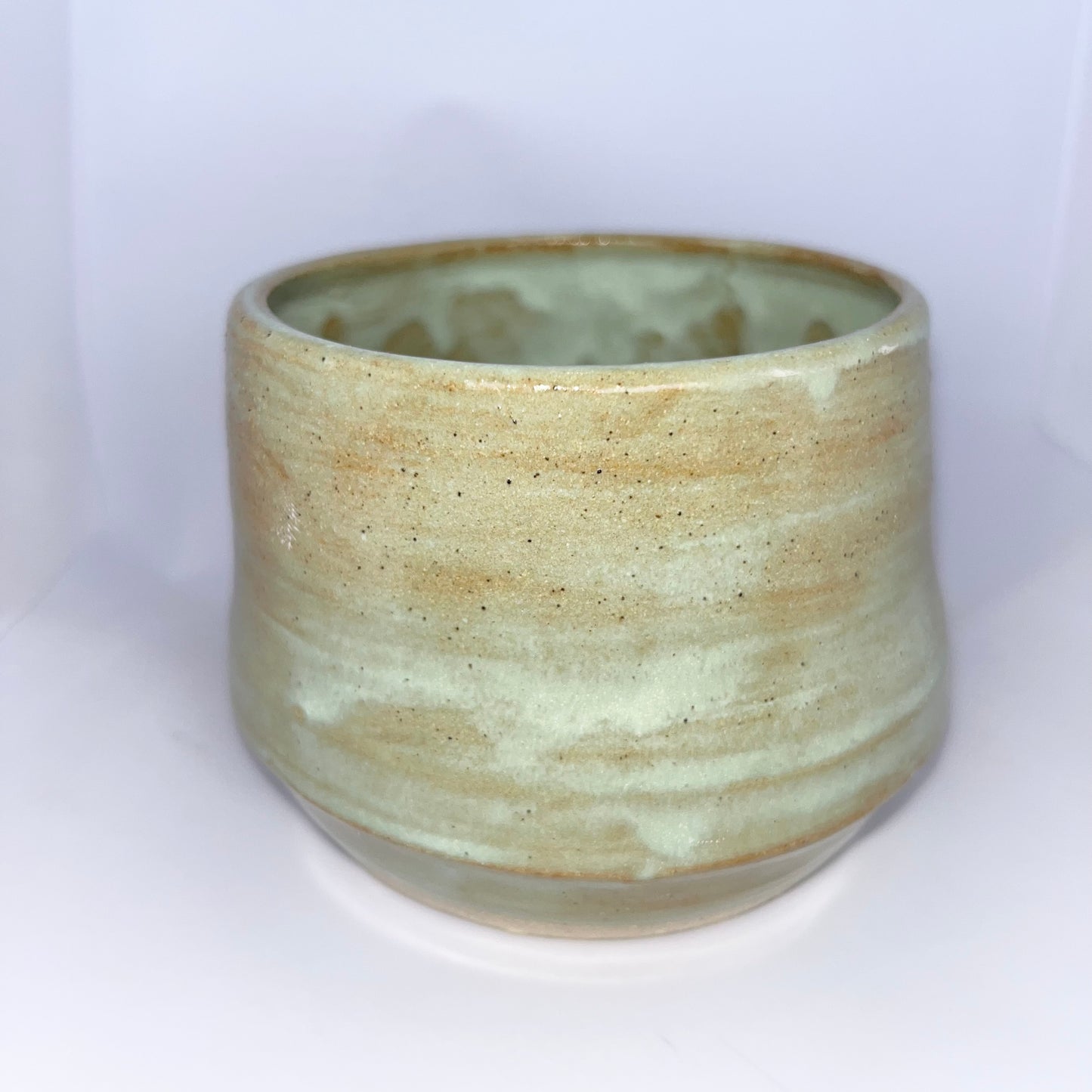 3" Pottery Tall Bowl - Green & Brown