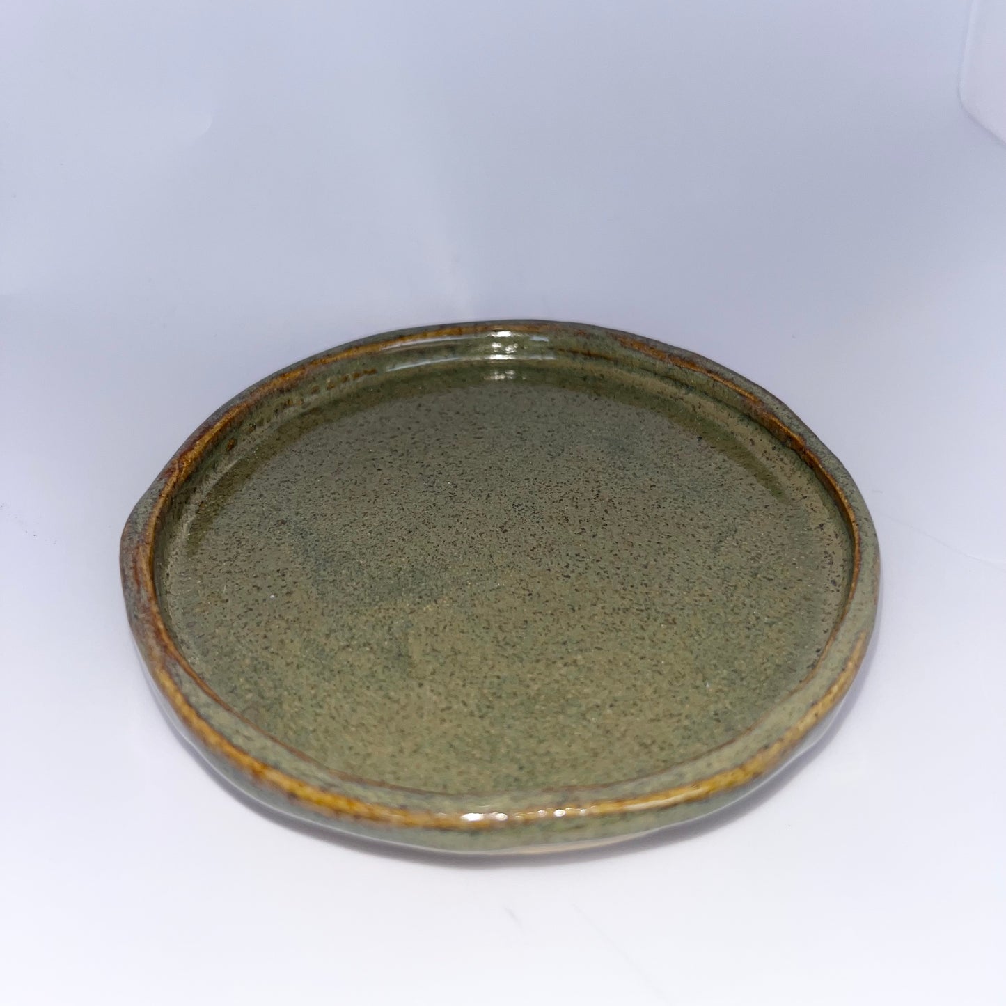 3.5" Pottery Drip Dish - Green