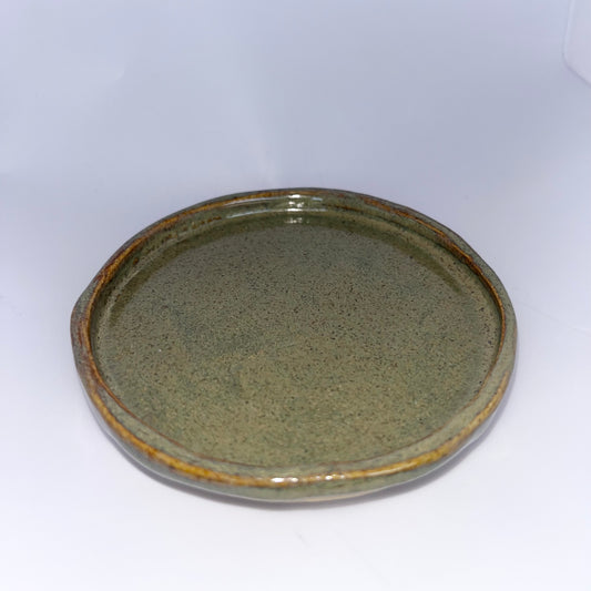 3.5" Pottery Drip Dish - Green