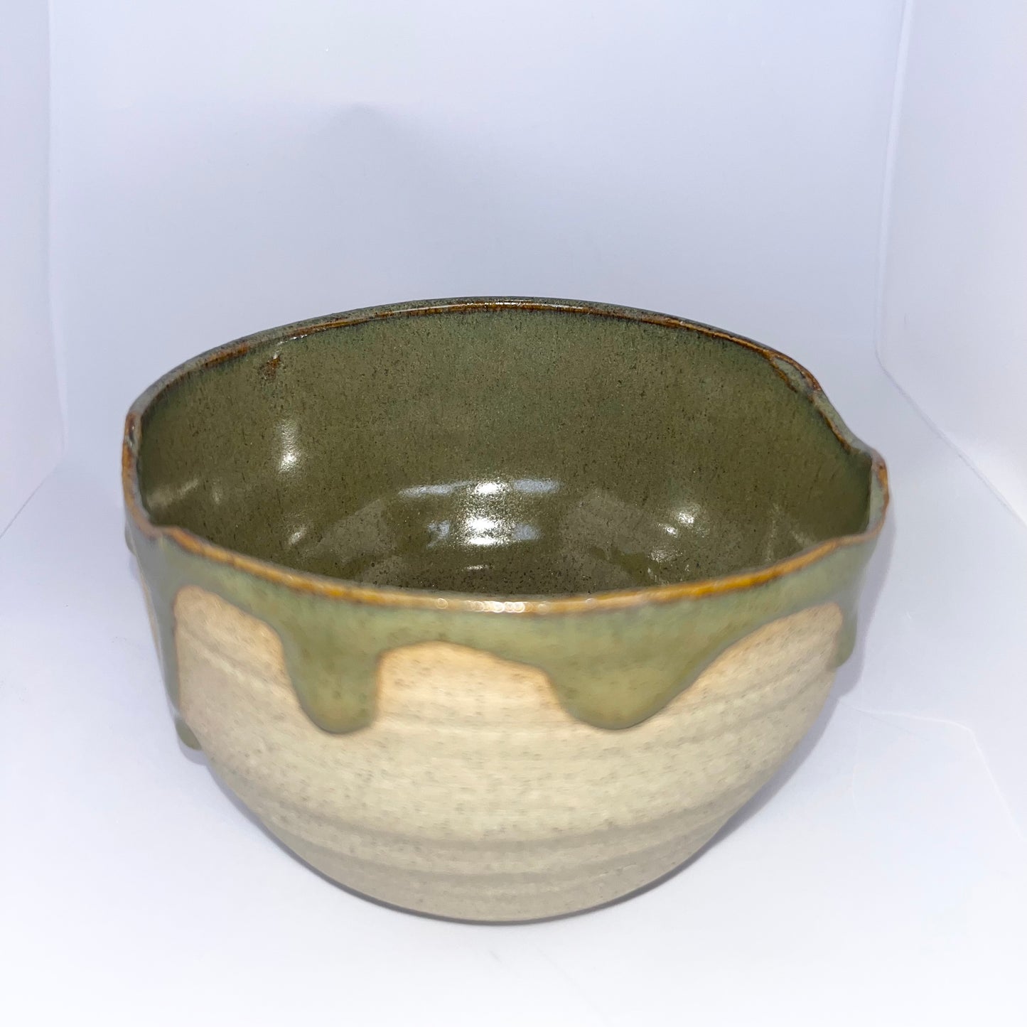 4" Pottery Organic Edge Tall Bowl - Green