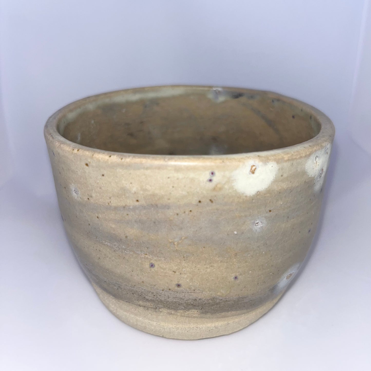 4" Pottery Tall Bowl - Tan and Purple