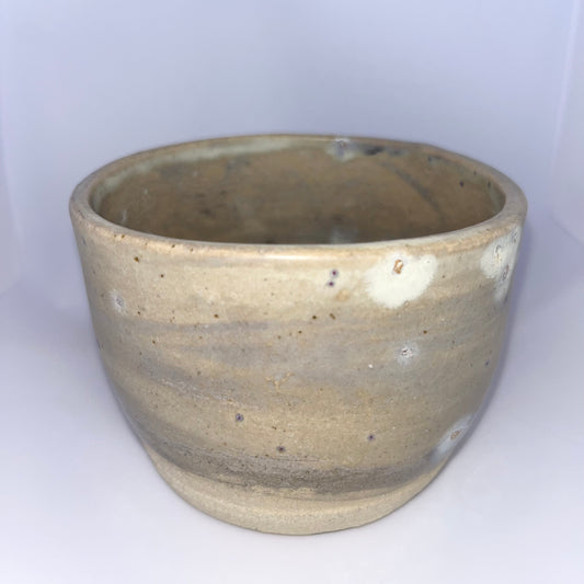 4" Pottery Tall Bowl - Tan and Purple