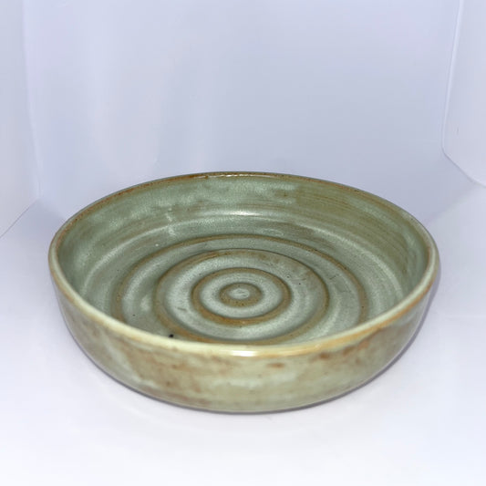 5" Pottery Shallow Bowl - Green & Brown