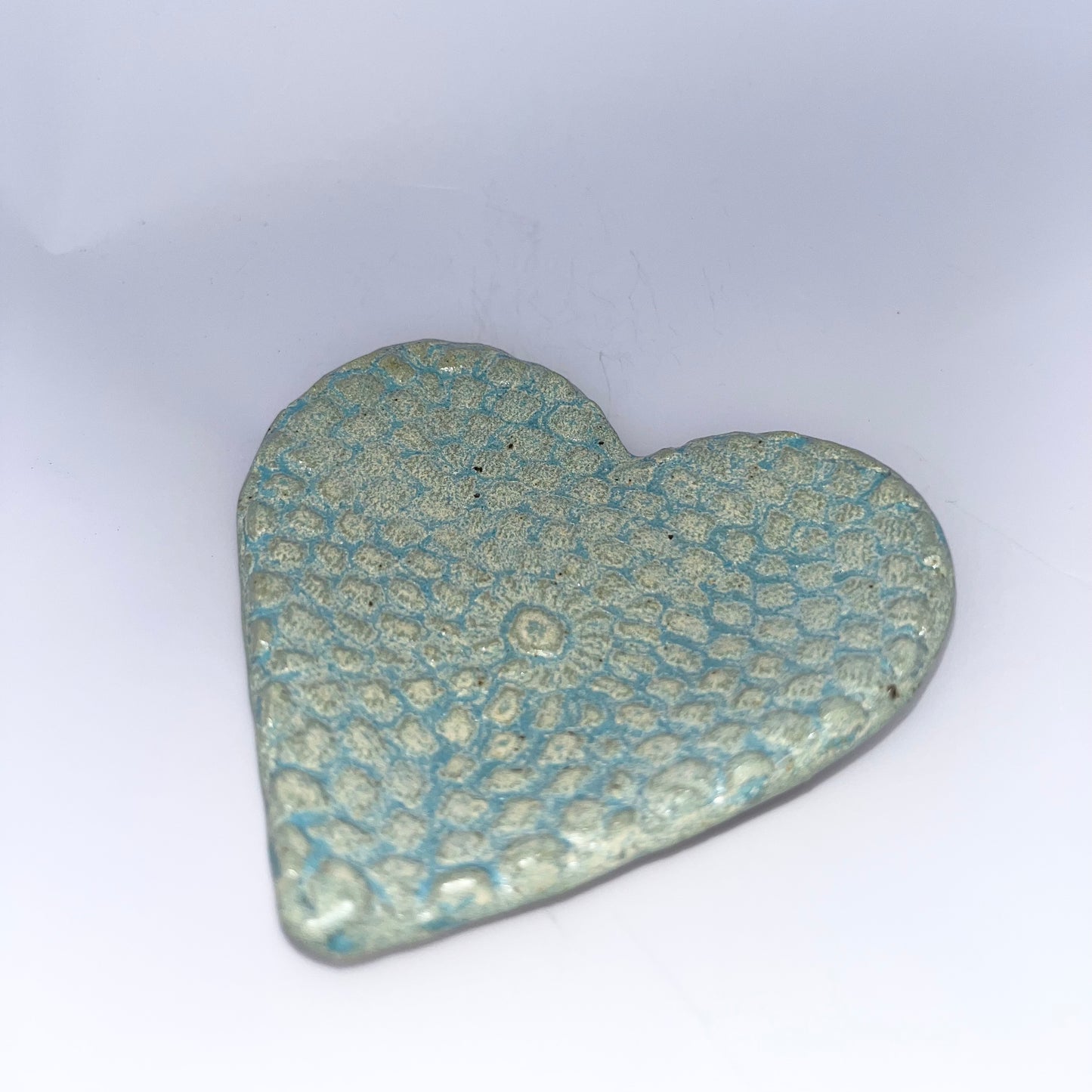 3.5" Pottery Heart Dish - Blue