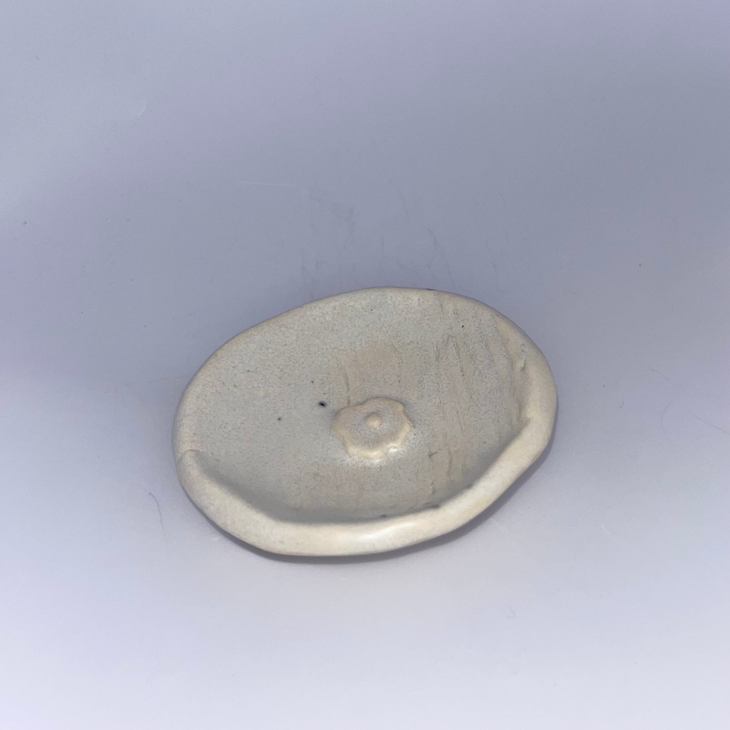 2.5" Pottery Trinket Flower Dish - White