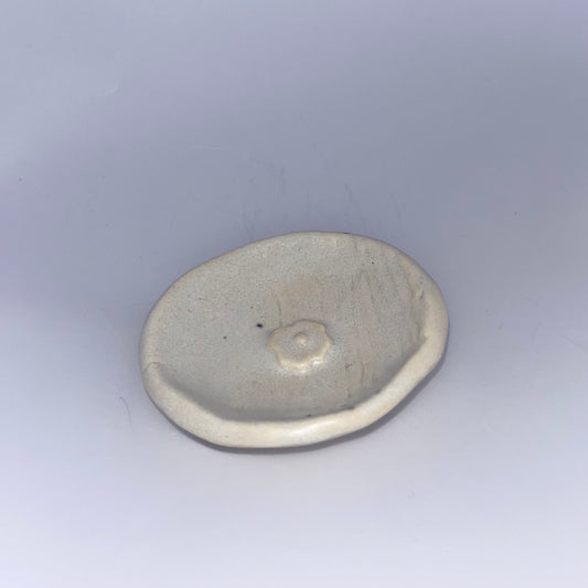2.5" Pottery Trinket Flower Dish - White