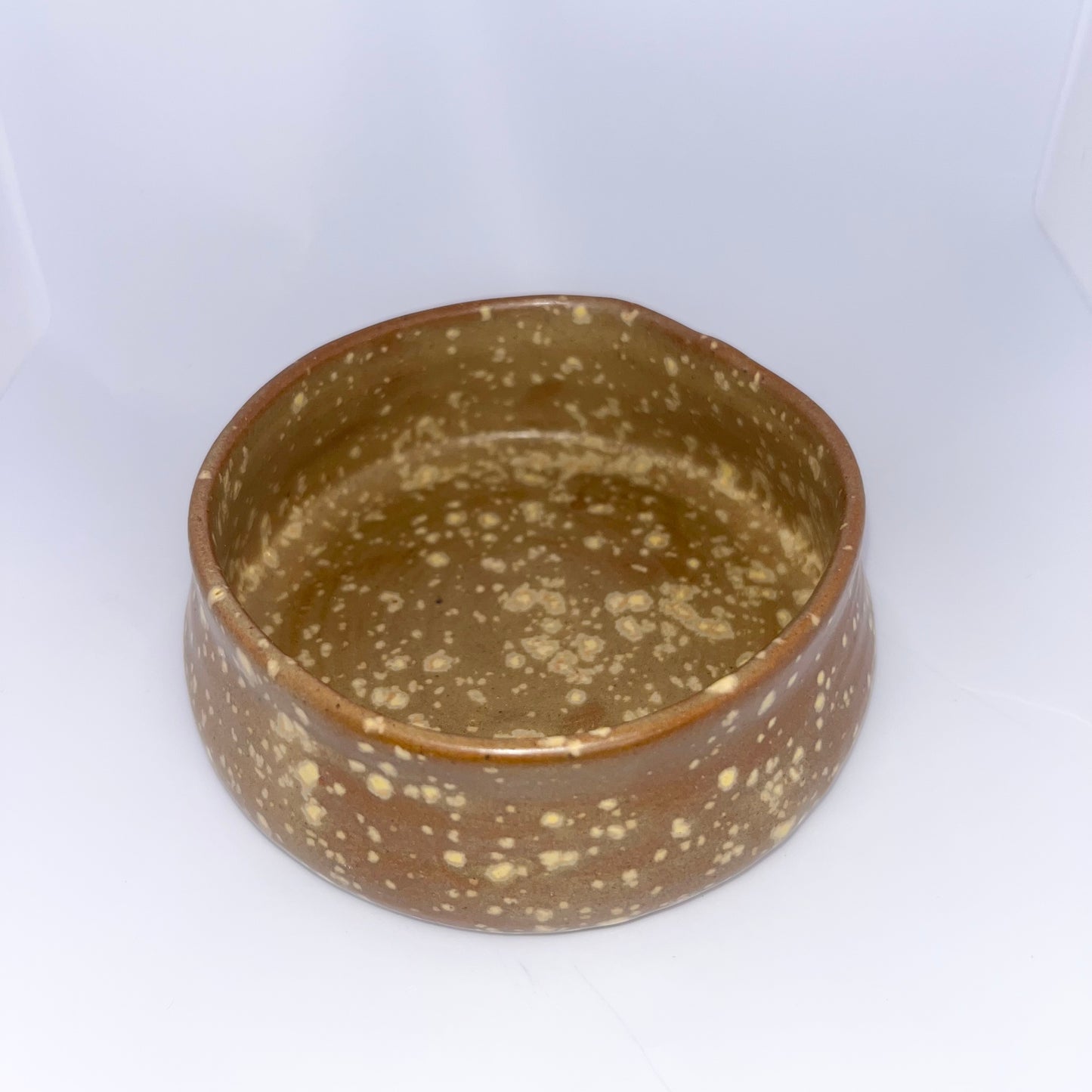 3.5" Pottery Shallow Speckled Bowl - Brown & Yellow