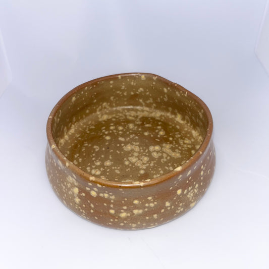 3.5" Pottery Shallow Speckled Bowl - Brown & Yellow