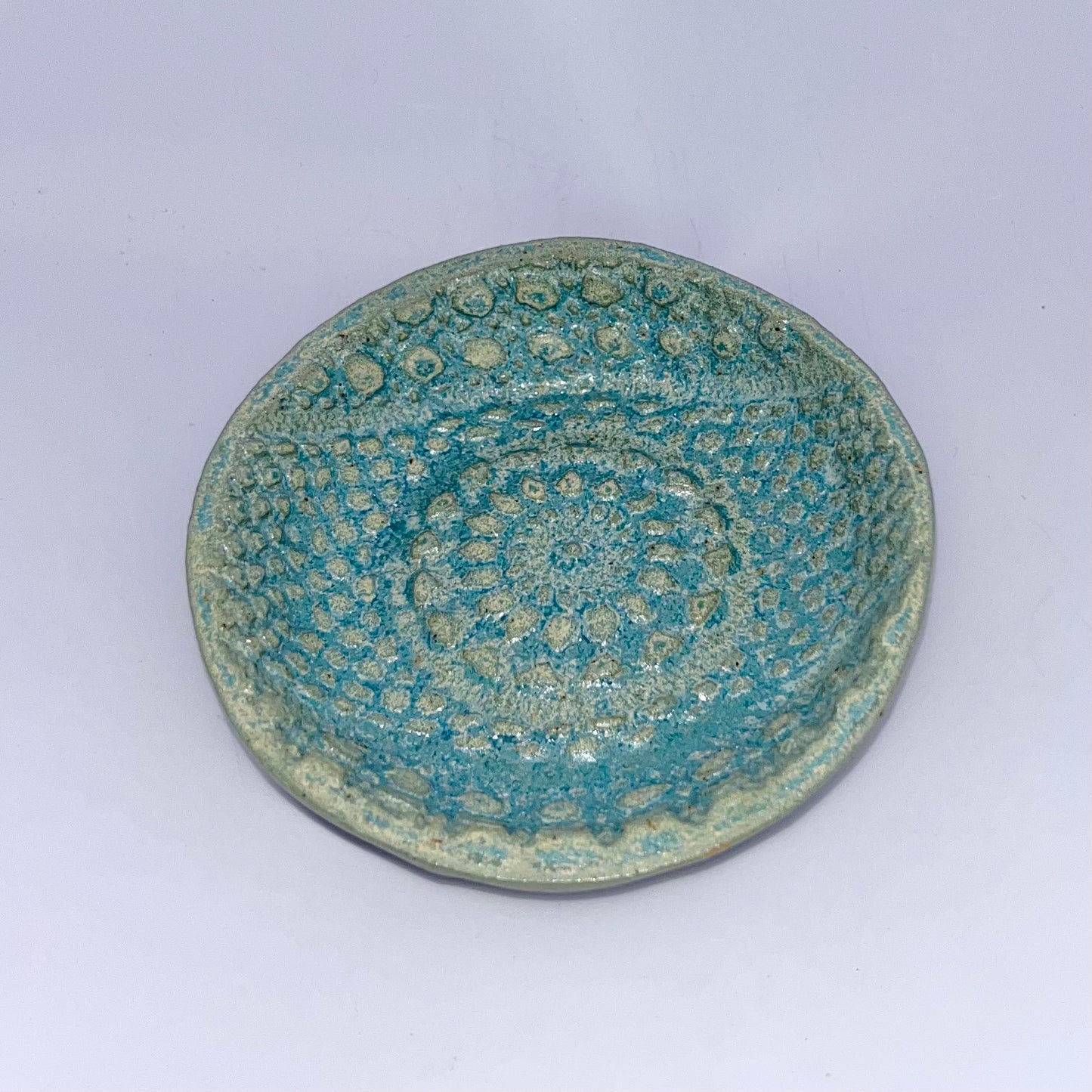 3" Pottery Doily Dish - Blue