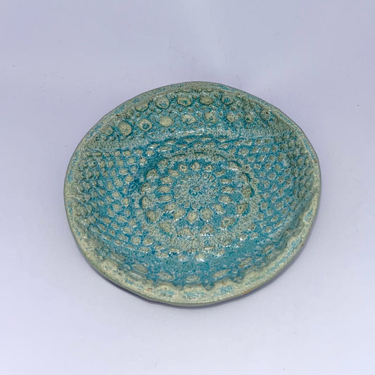 3" Pottery Doily Dish - Blue