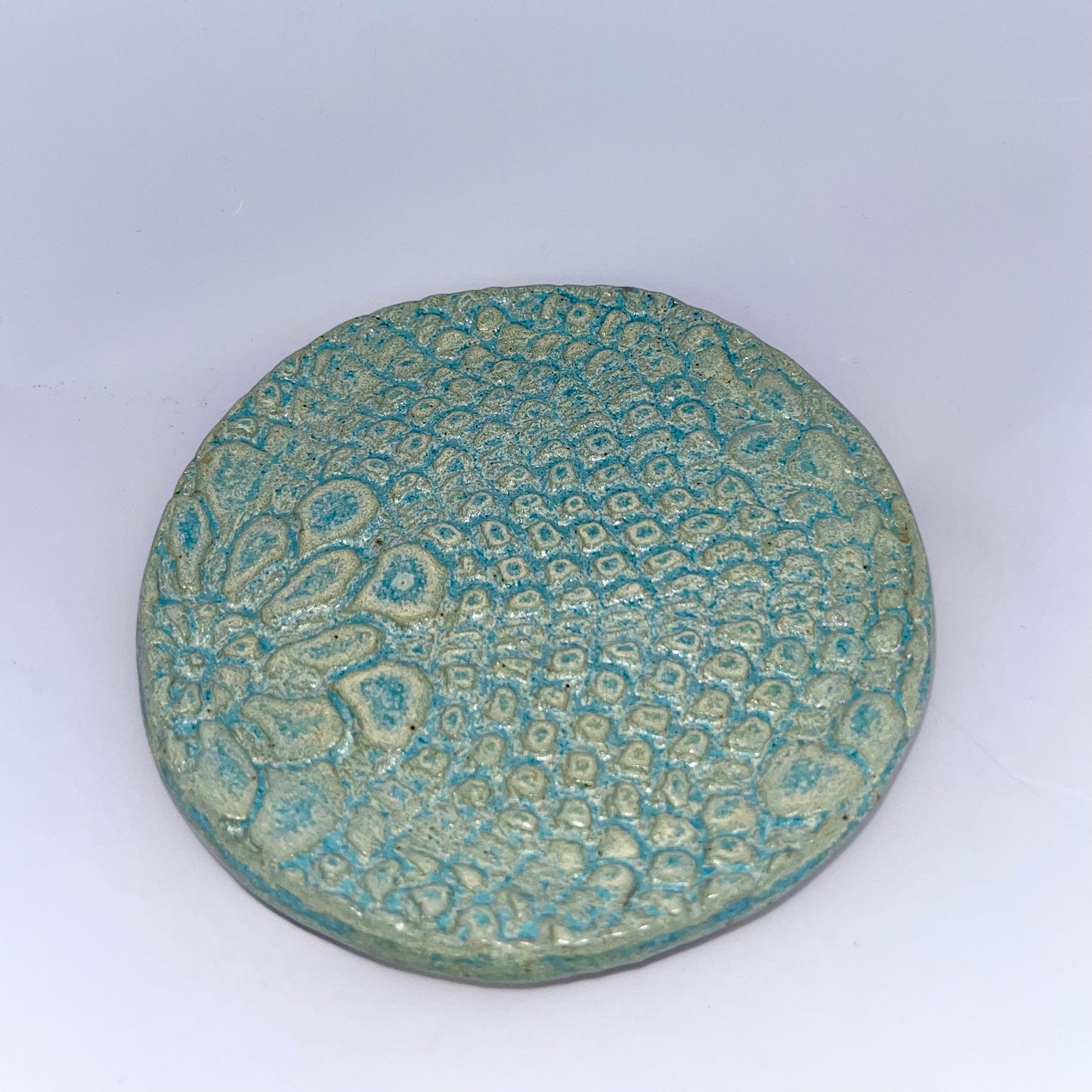 4" Pottery Doily Dish - Blue