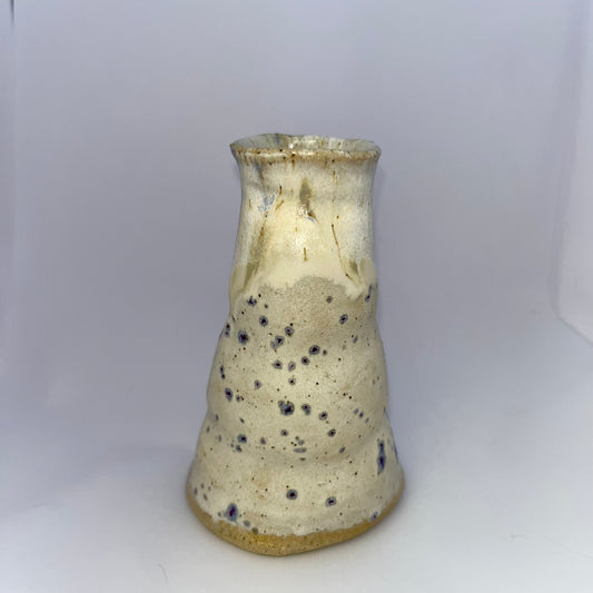 4" Pottery Bubbled Speckled Vase- Blue & White