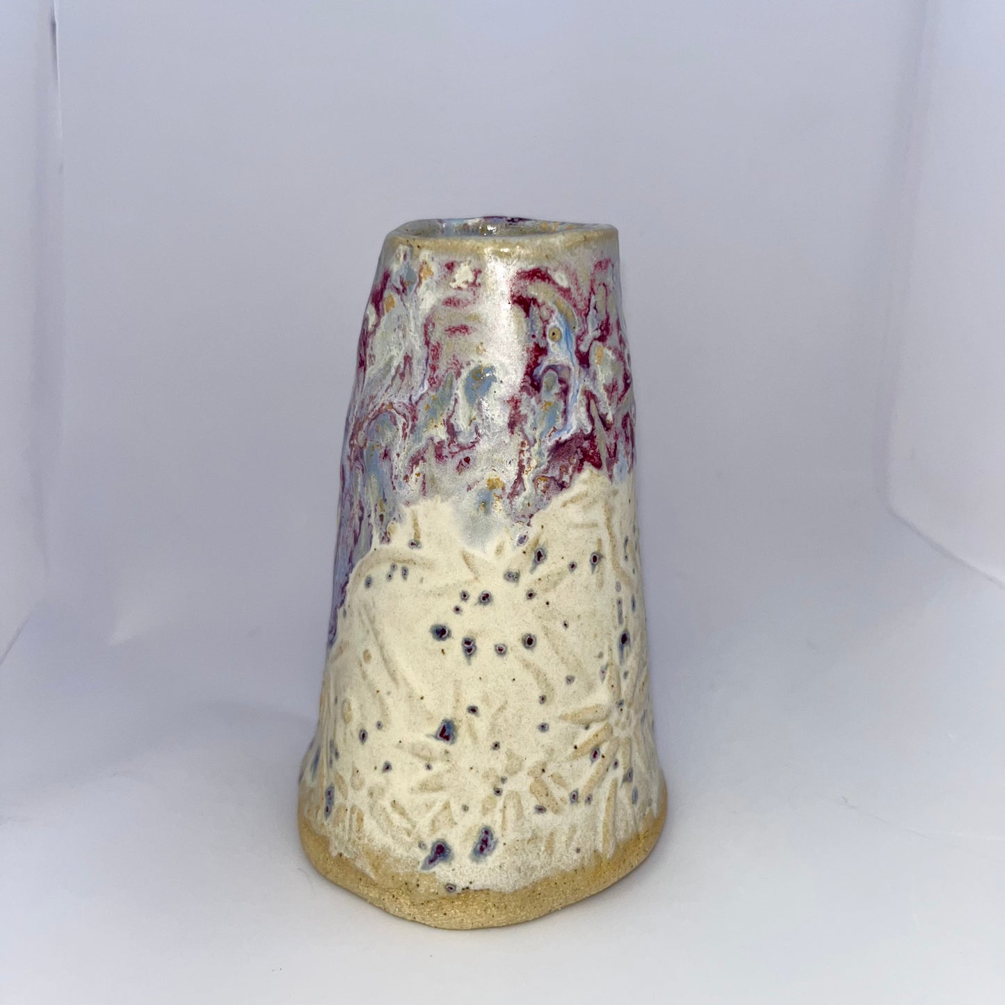 4" Pottery Speckled Vase- Purple, Blue & White