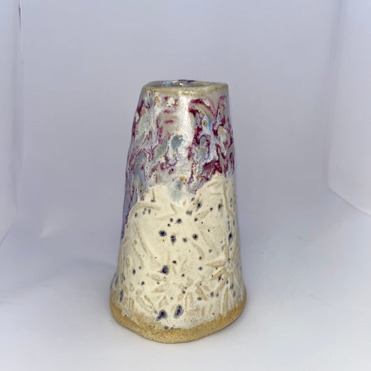 4" Pottery Speckled Vase- Purple, Blue & White