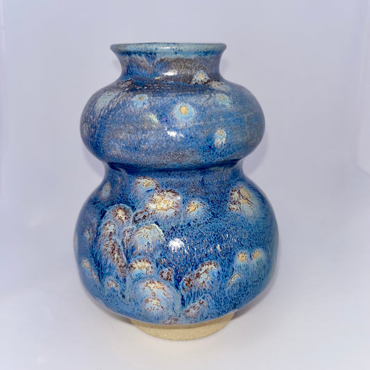 4.5" Pottery Bubble Vase- Blue