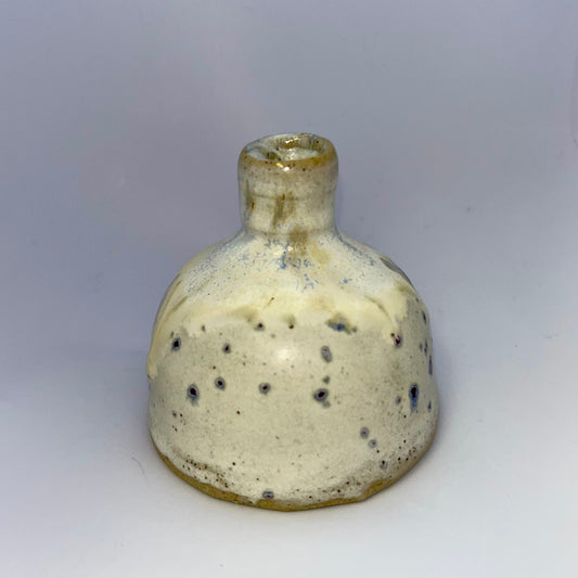 2.5" Pottery Speckled Bud Vase- White & Blue