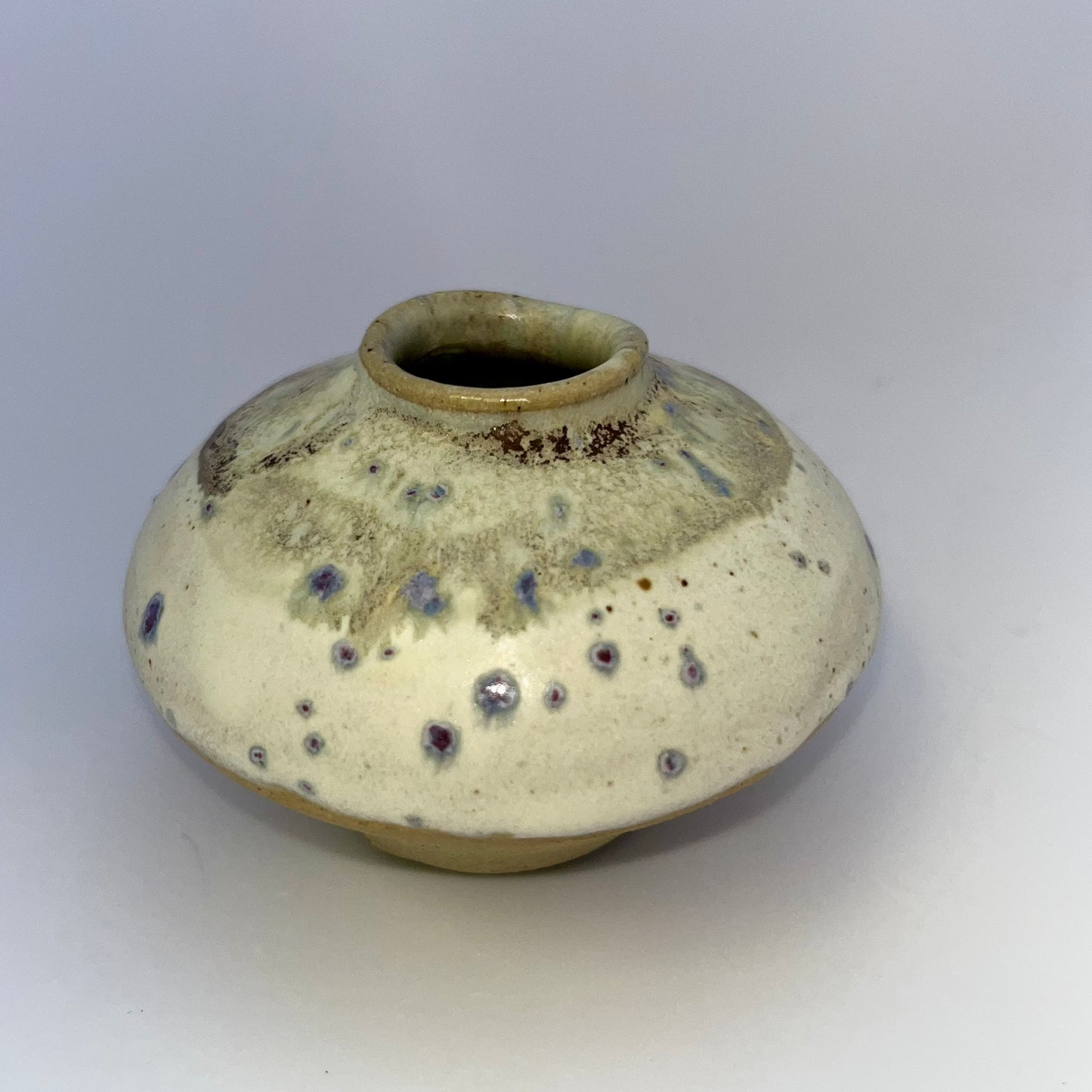 3" Pottery Speckled Bud Vase- White & Blue