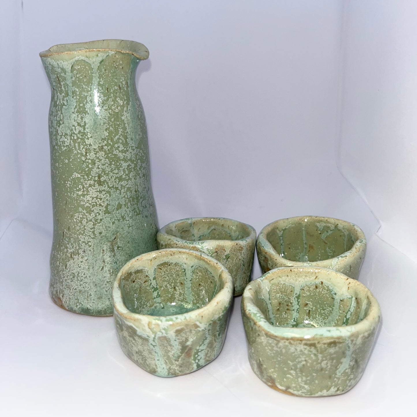 Pottery Sake Set  - Green