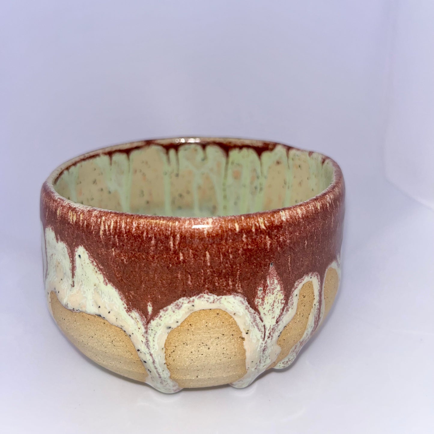 3.5" Pottery Bowl - Green & Burgundy