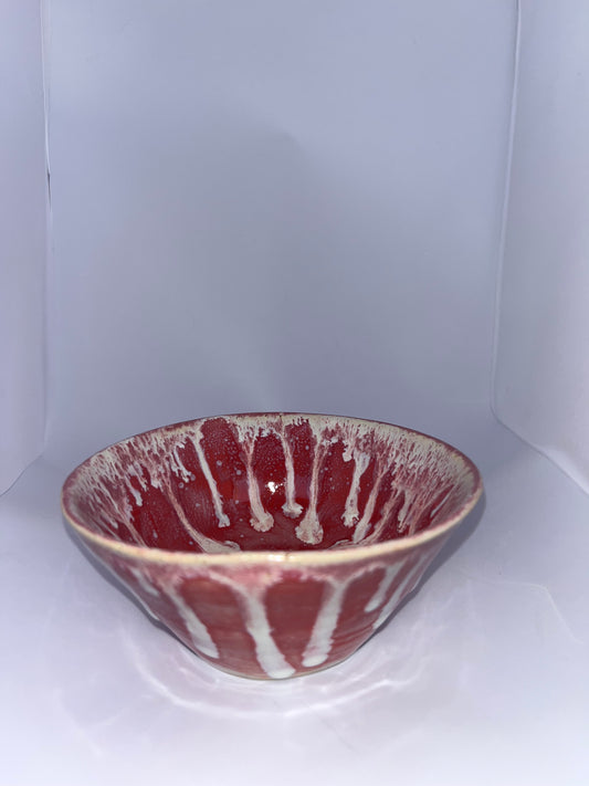 4.5" Pottery Drip Bowl - Pink & White