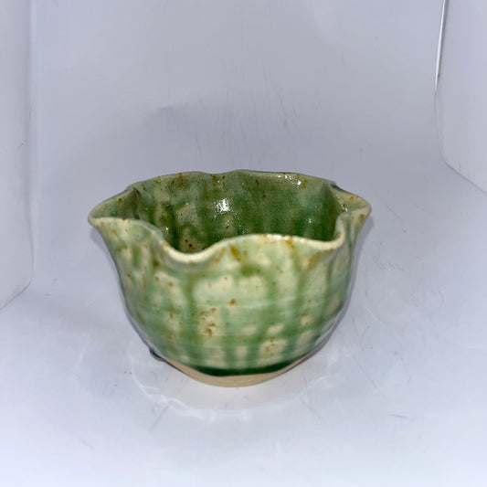 3.5" Pottery Wavy Bowl - Green