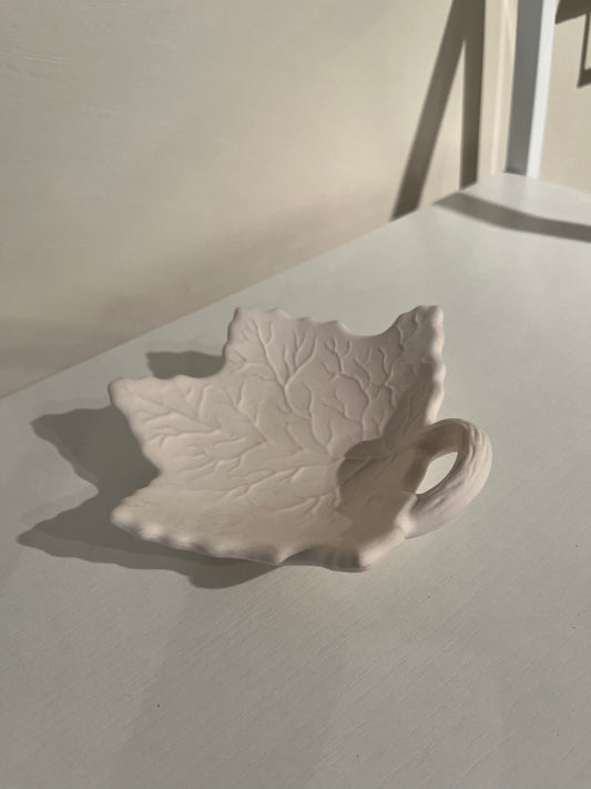 Maple Leaf Plate Ceramic Bisque