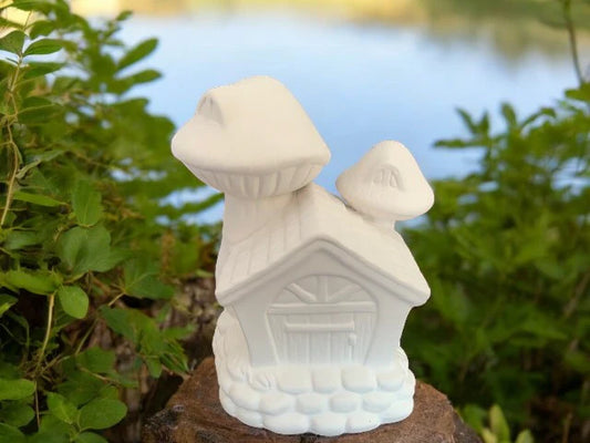 Mushroom Fairy House Ceramic Bisque