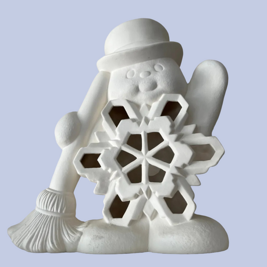 Large Snowflake Snowman Ceramic Bisque