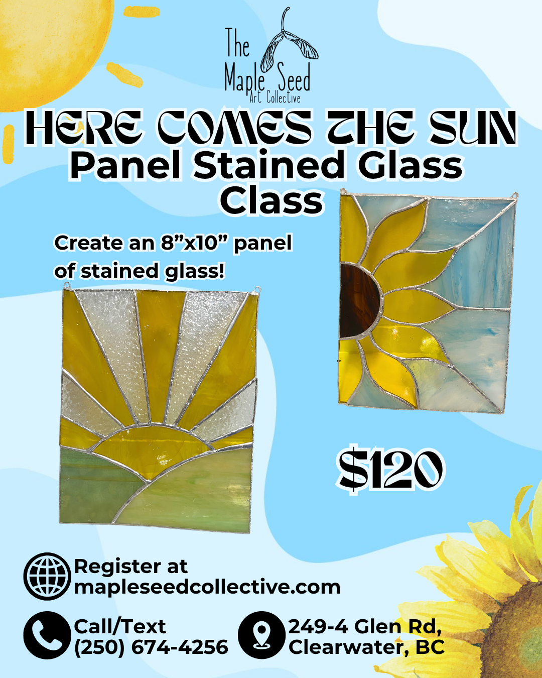 Here Comes the Sun Panel Stained Glass Class