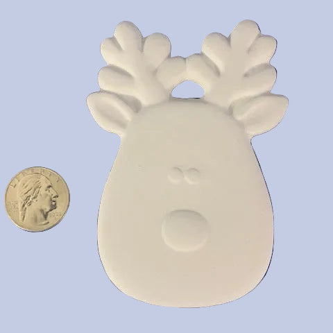 Reindeer Head Ornament Ceramic Bisque
