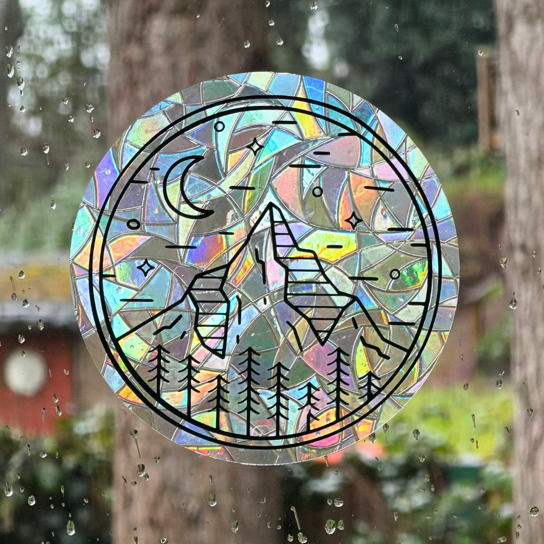 Mountain + Forest Suncatcher Sticker | Rainbow Window Cling