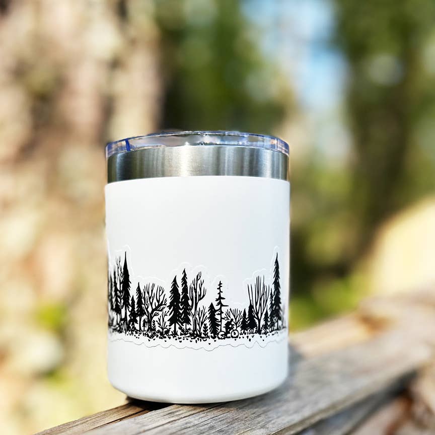Forest Ride Sticker: Cyclist on Trail Amidst the Tree