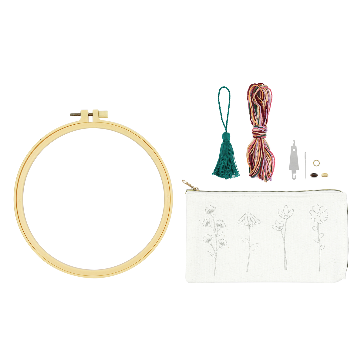 FLOWER EMBROIDERY POUCH KIT