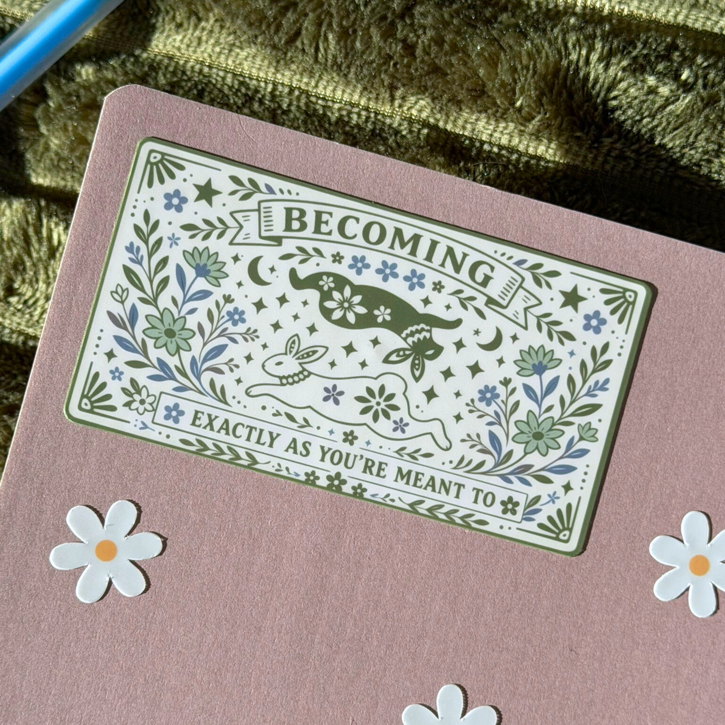 Becoming Affirmation Sticker | Mental Health Gifts | Rabbit