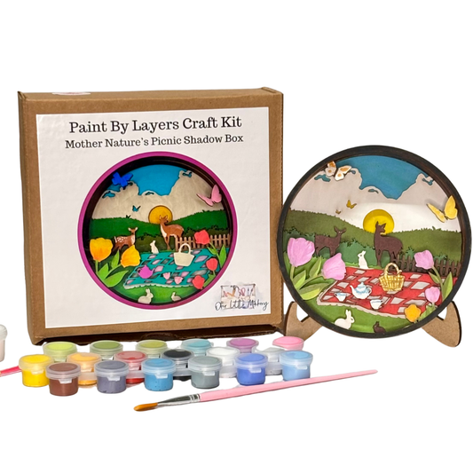 Mother Nature's Picnic Shadow Box (DIY Acrylic Painting Kit)