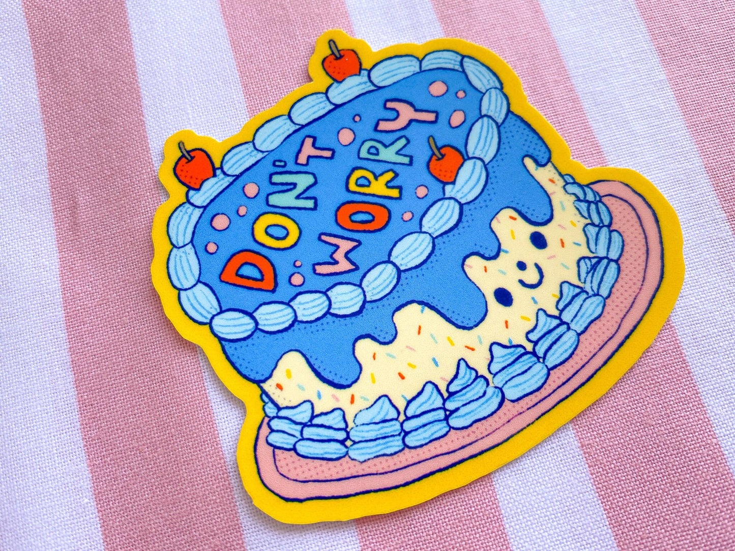 Don't Worry Blue Cake Sticker