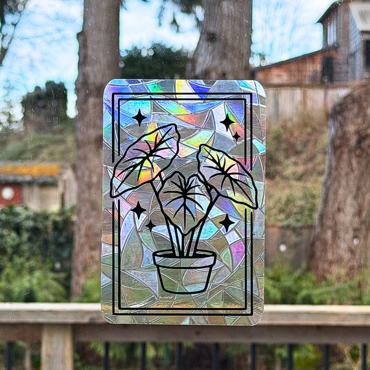 Alocasia House Plant Suncatcher | Window Cling | Home Decor