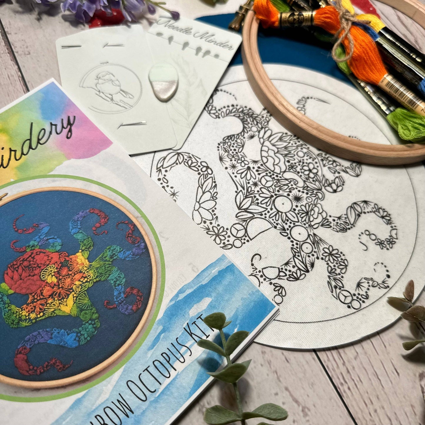 Rainbow Octopus (DIY Embroidery Kit)