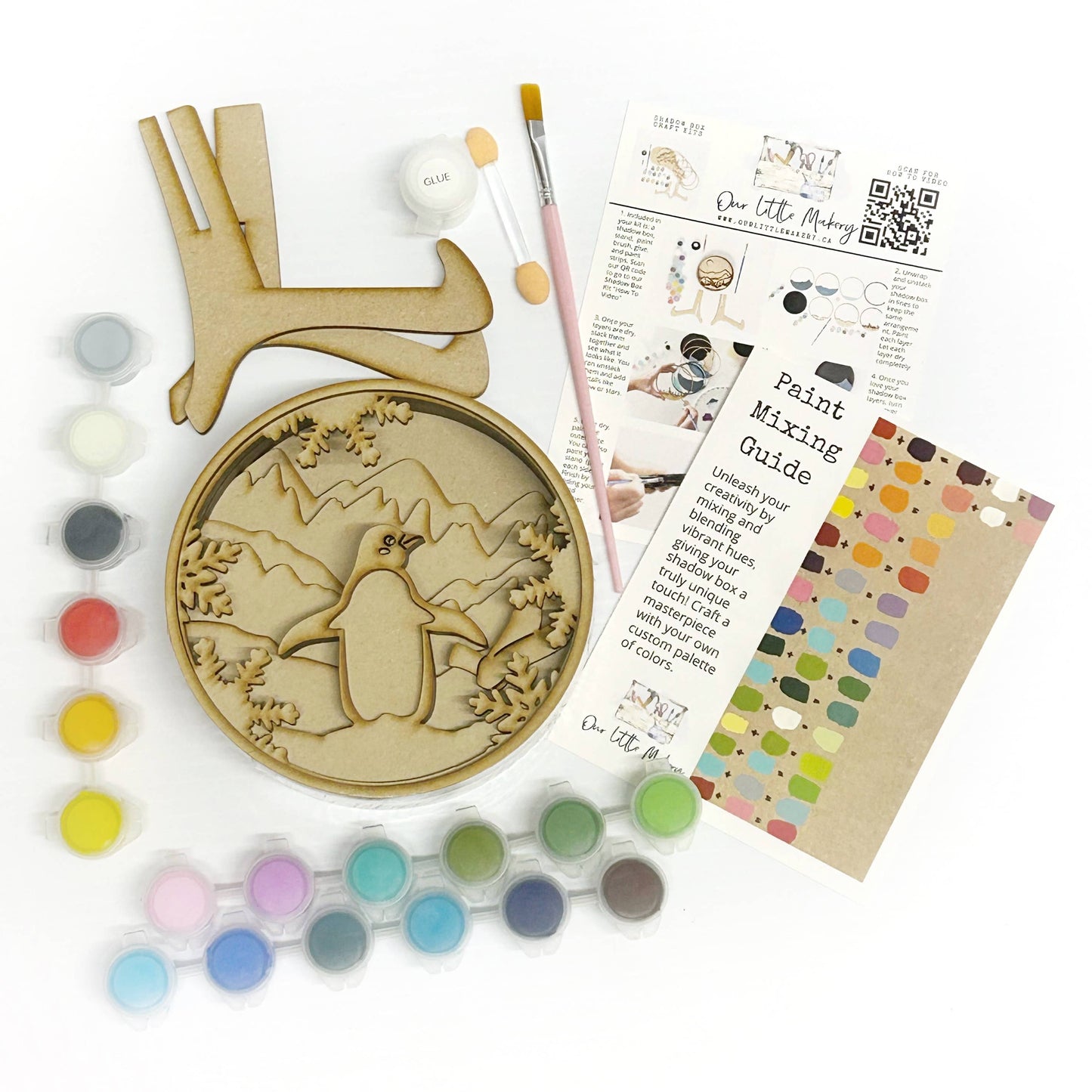 Penguin Shadow Box (DIY Acrylic Painting Kit)