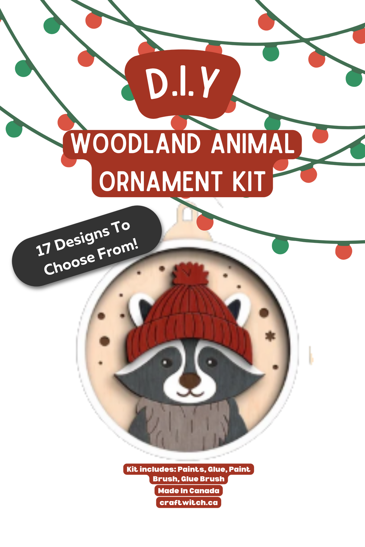 Raccoon Winter Wonderland Ornament Kit : Animals