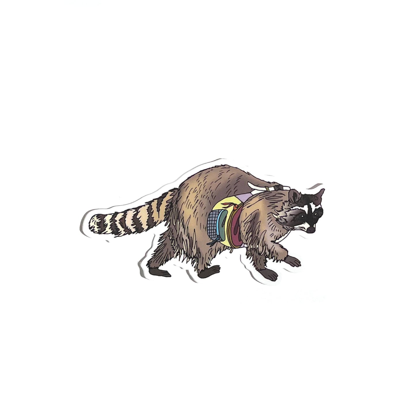 Hiking Raccoon Sticker