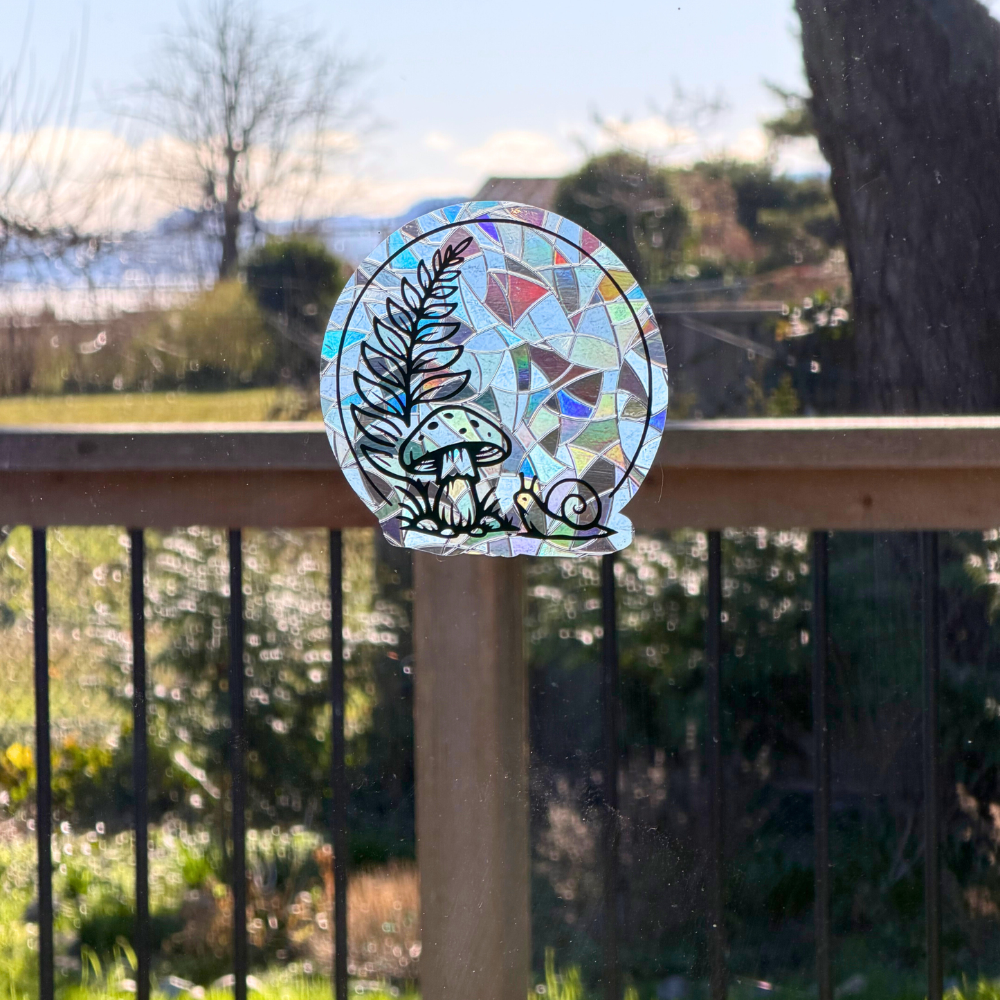 Forest Suncatcher | Fern Snail and Mushroom Window Cling