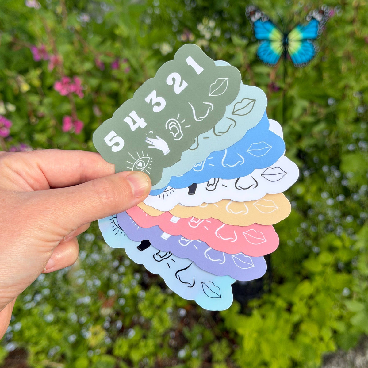 54321 Grounding Sticker | Therapy Sticker | Mindfulness: Fern Green / 1 Sticker