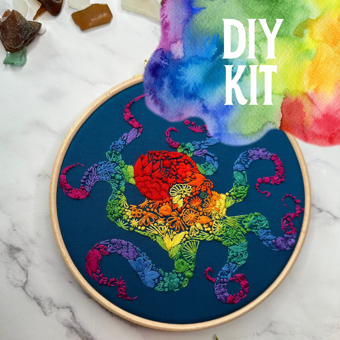 Rainbow Octopus (DIY Embroidery Kit)